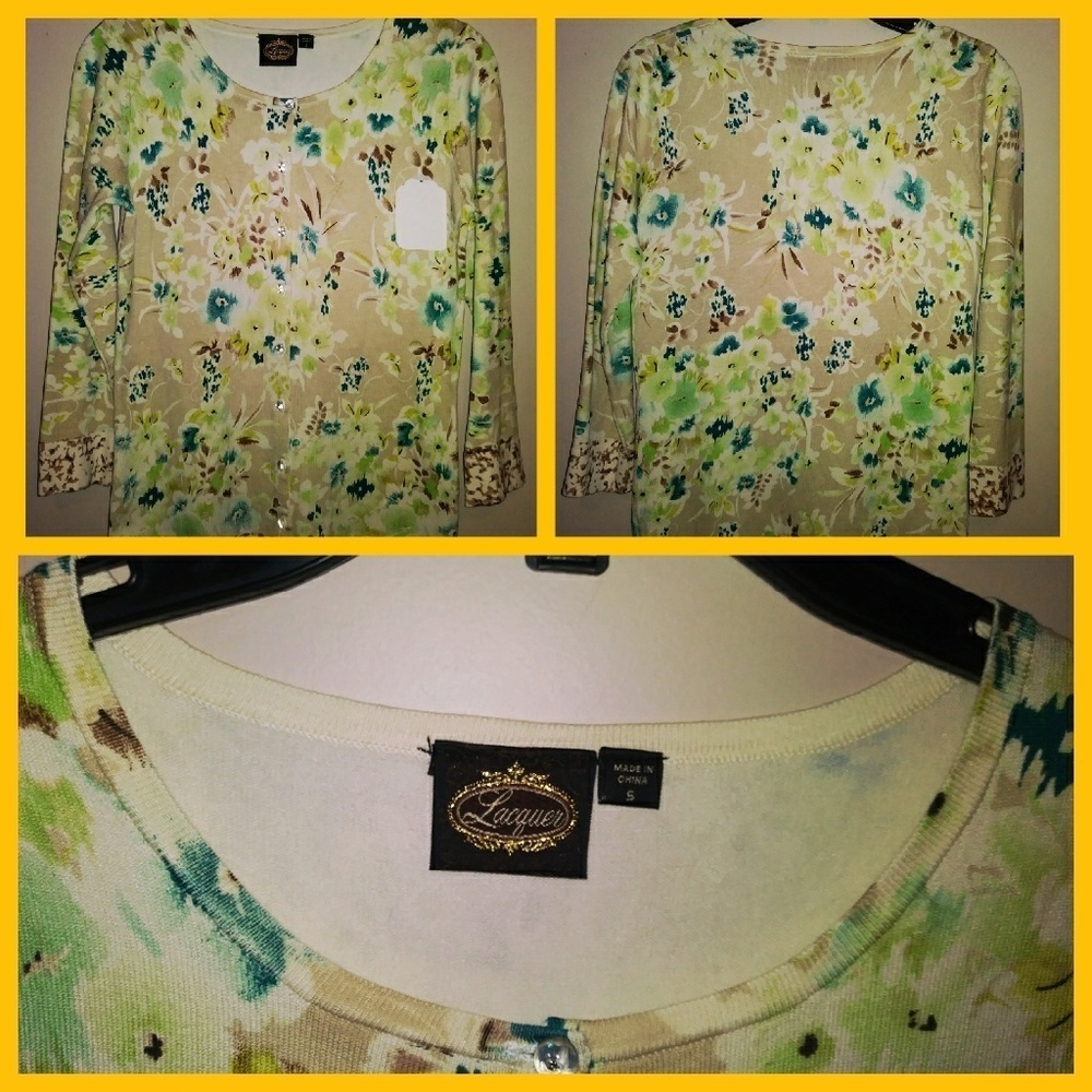 Vintage Lacquer Floral Cardigan‎ Top-NWT - Picture 4 of 4